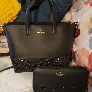Kate Spade Glitter handbag and wallet